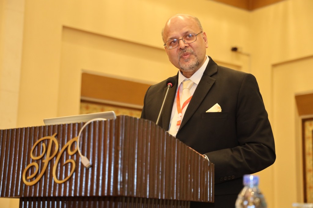 Dr. M. Khawar Nazir, American-trained dermatologist and expert in skin care, speaks at the FMEC Conference 2024, showcasing his expertise and dedication to dermatological excellence at Boston Aesthetics Lahore.