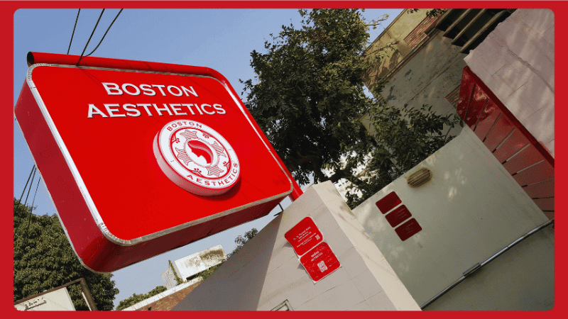 Boston Aesthetics clinic exterior in Lahore, led by American-trained skin specialist Dr. M. Khawar Nazir, specializing in advanced skincare and aesthetic treatments.